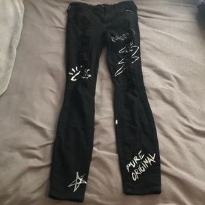 pac sun designed limited edition black skinny jean